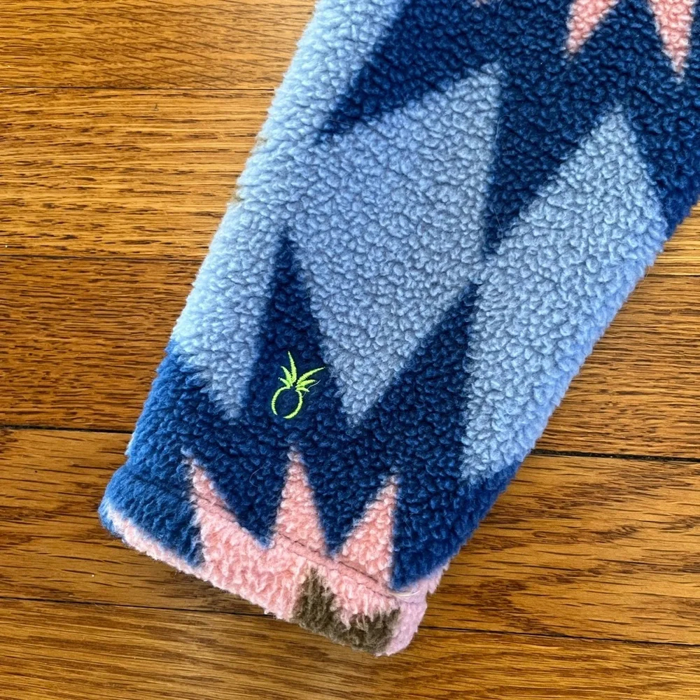 DUDLEY STEPHENS Fleece Half Zip Pullover Women S Blue Pink Americana Patchwork - Picture 8 of 10